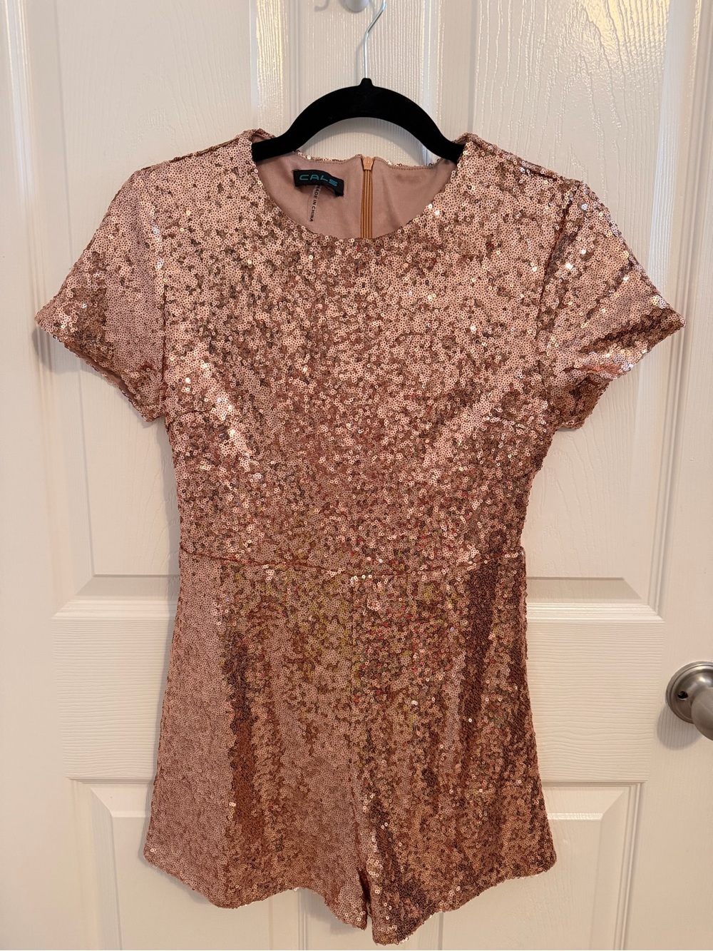 Cals Rose Gold Sequin Short Sleeve Romper